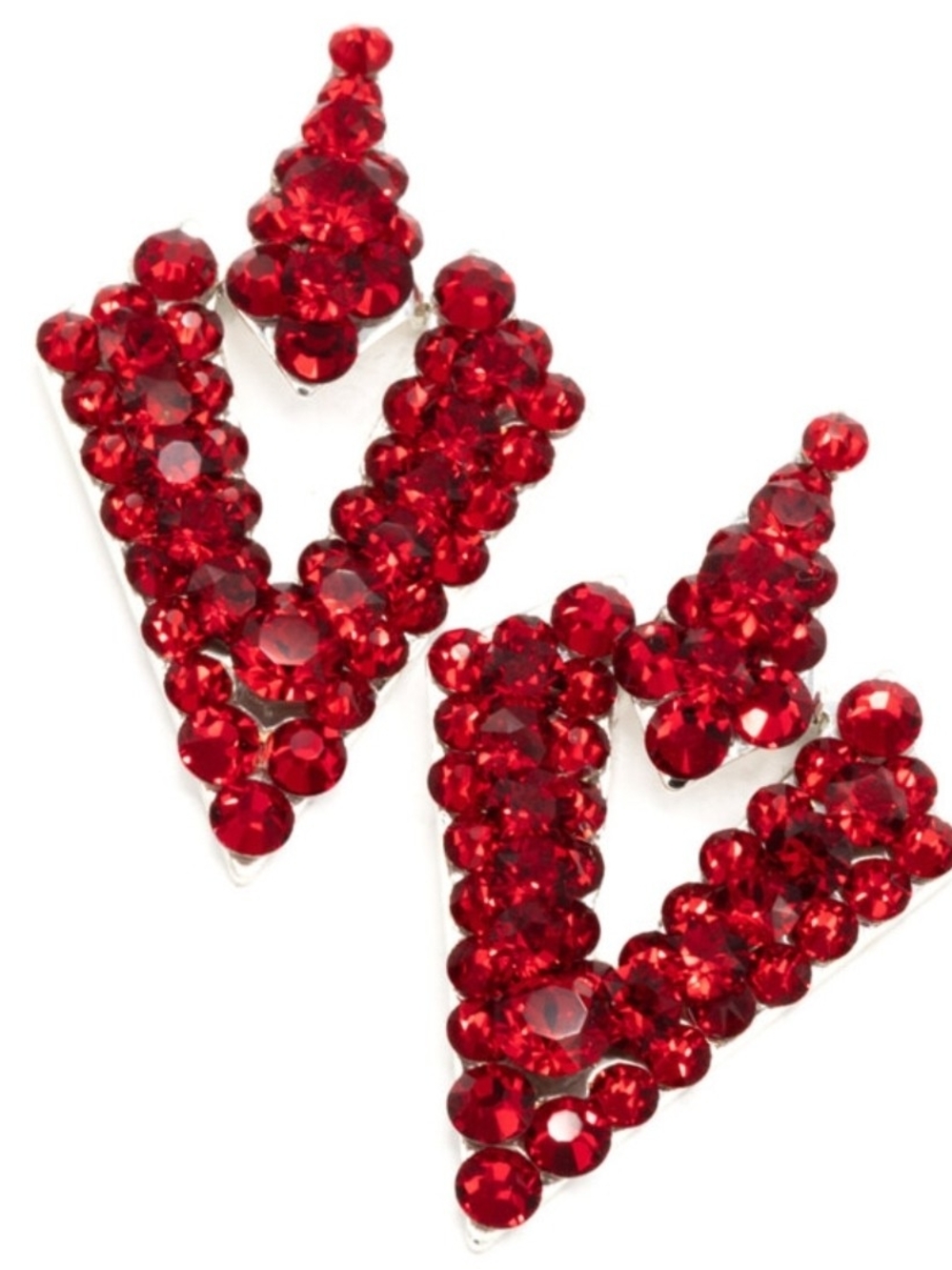 Red Crystal V-Cluster Statement Earrings